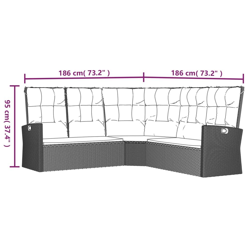 Reclining Corner Sofa with Cushions Gray Poly Rattan at Set Shop and Smile