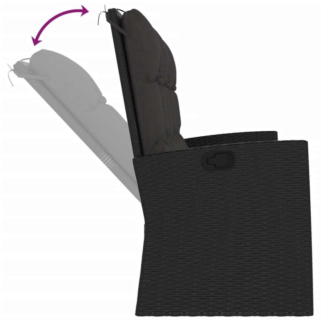 Reclining Patio Bench with Cushions Black 68.1" Poly rattan at Set Shop and Smile