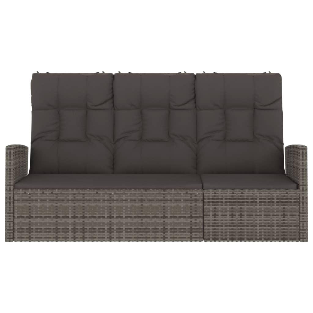 Reclining Patio Bench with Cushions Gray 68.1" Poly rattan at Set Shop and Smile