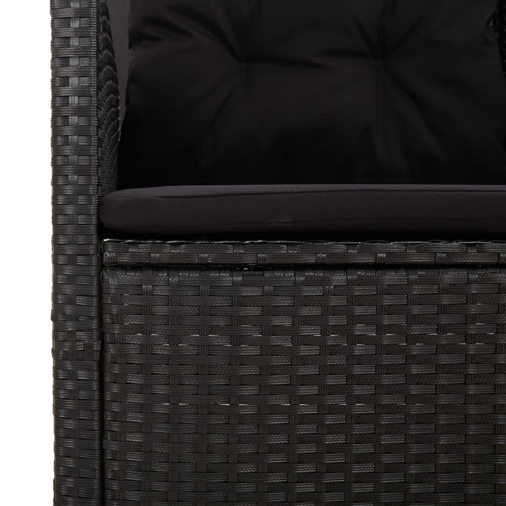 Reclining Patio Bench with Cushions Black 46.5" Poly rattan at Set Shop and Smile