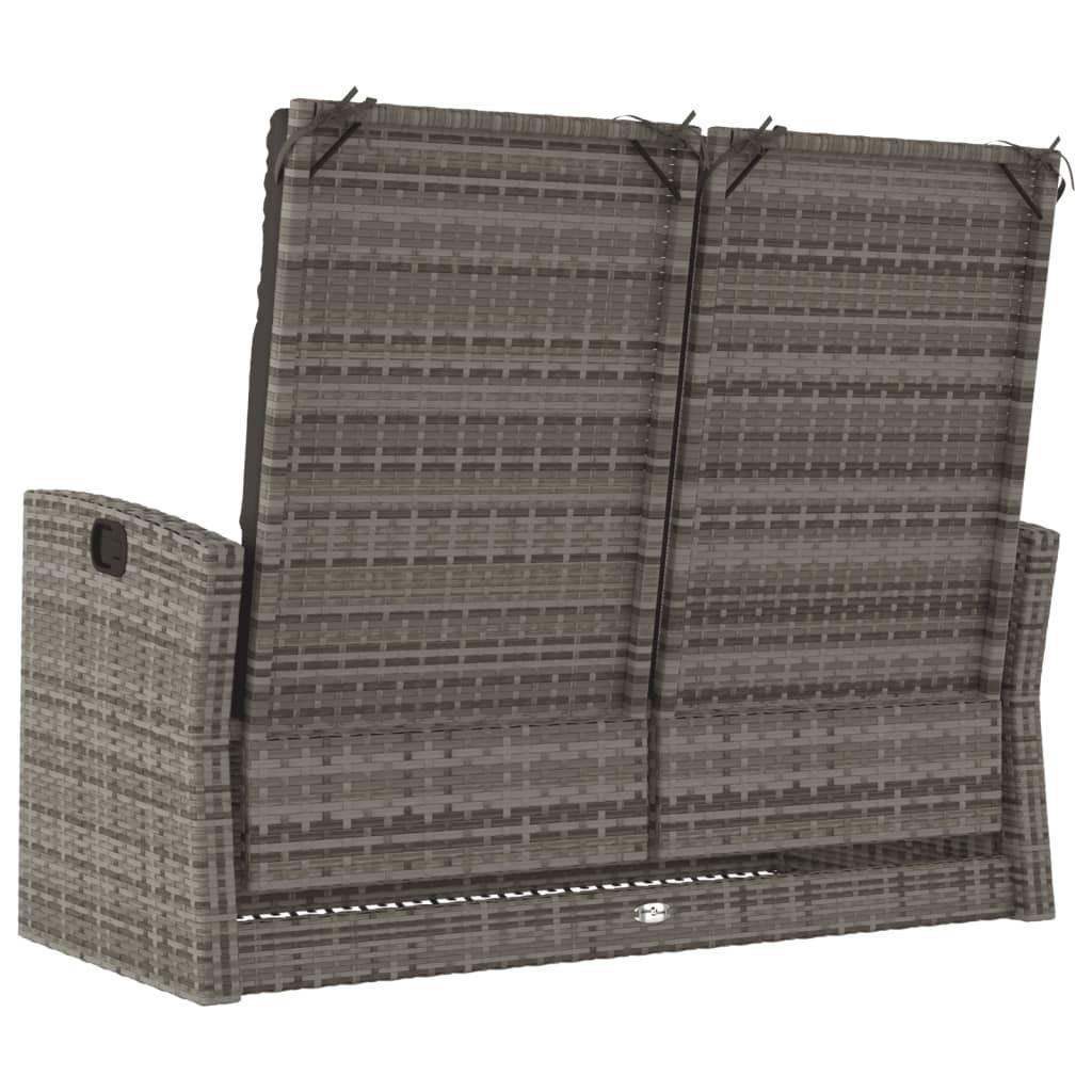 Reclining Patio Bench with Cushions Gray 46.5" Poly rattan at Set Shop and Smile