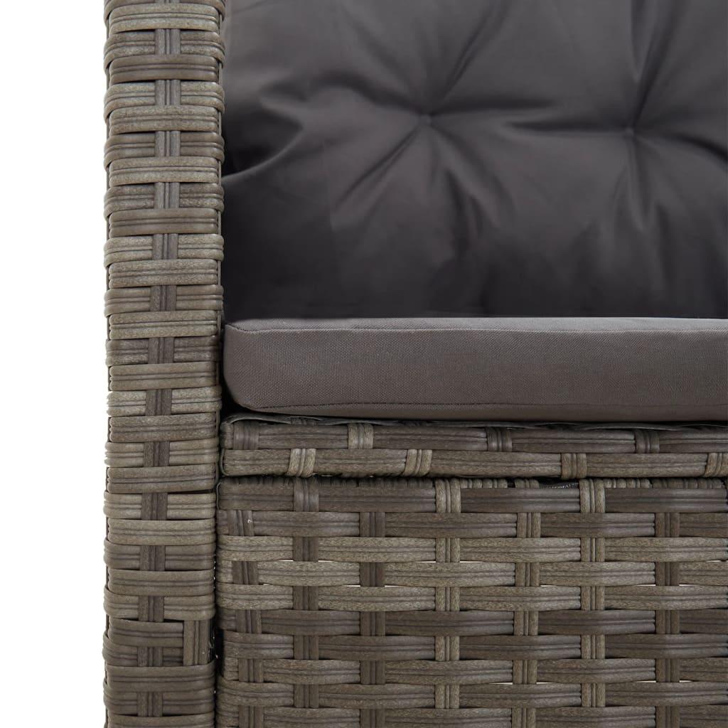Reclining Patio Bench with Cushions Gray 46.5" Poly rattan at Set Shop and Smile