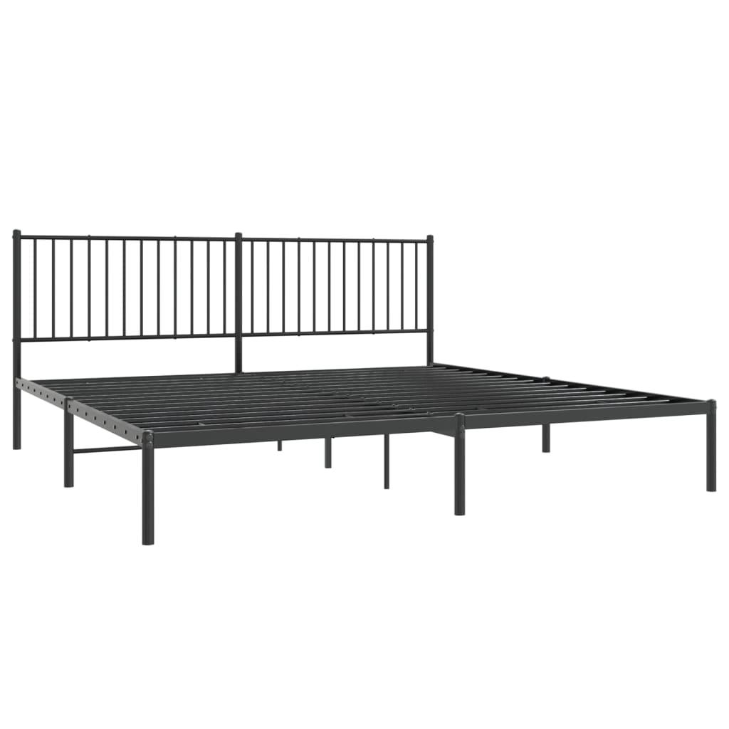 Metal Bed Frame with Headboard Black 76"x79.9" at Set Shop and Smile