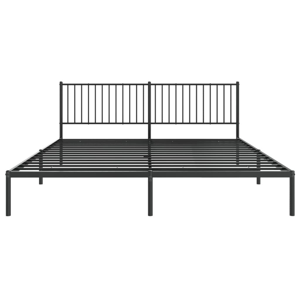 Metal Bed Frame with Headboard Black 76"x79.9" at Set Shop and Smile