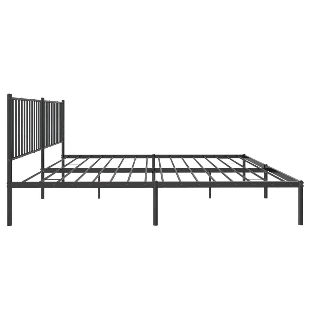 Metal Bed Frame with Headboard Black 76"x79.9" at Set Shop and Smile