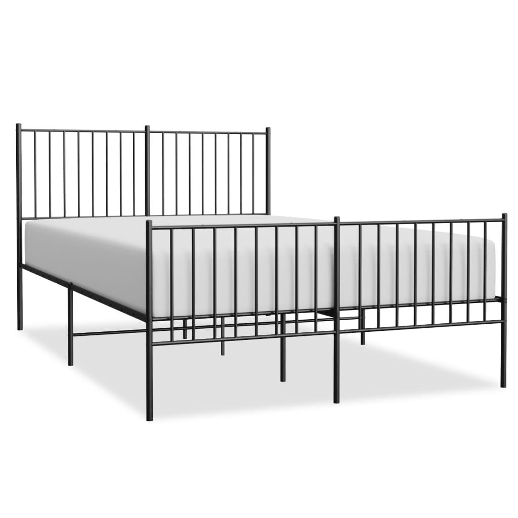 Metal Bed Frame with Headboard and Footboard Black 53.9"x74.8" at Set Shop and Smile