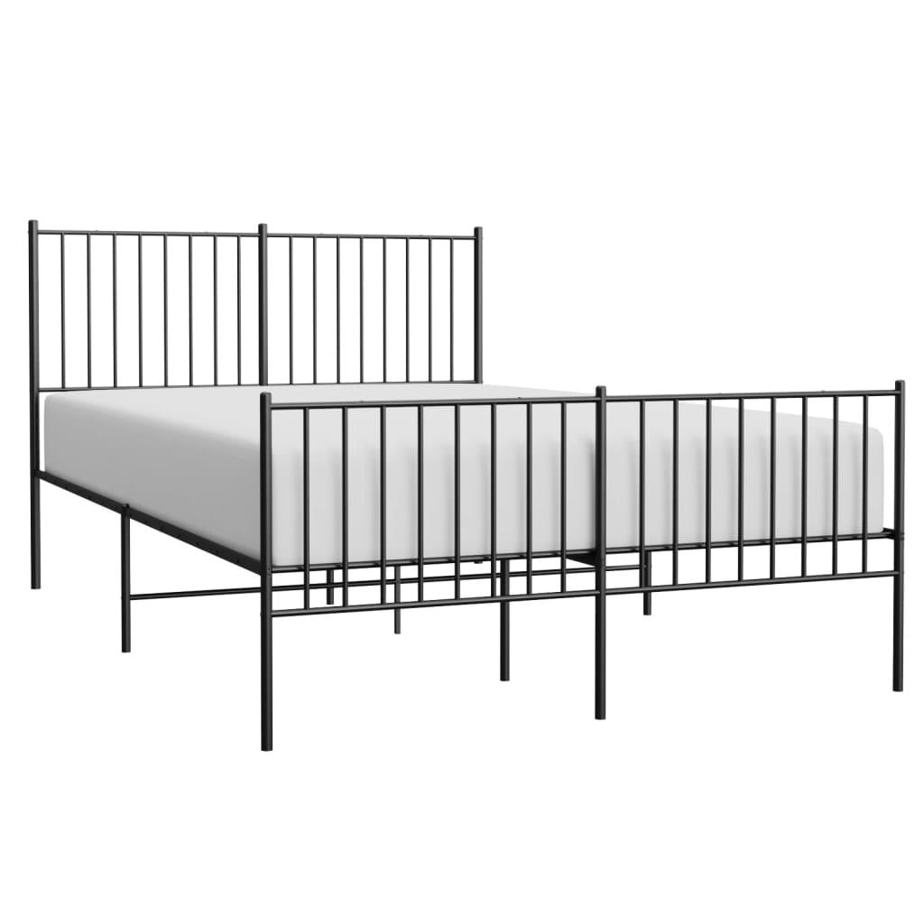 Metal Bed Frame with Headboard and Footboard Black 53.9"x74.8" at Set Shop and Smile