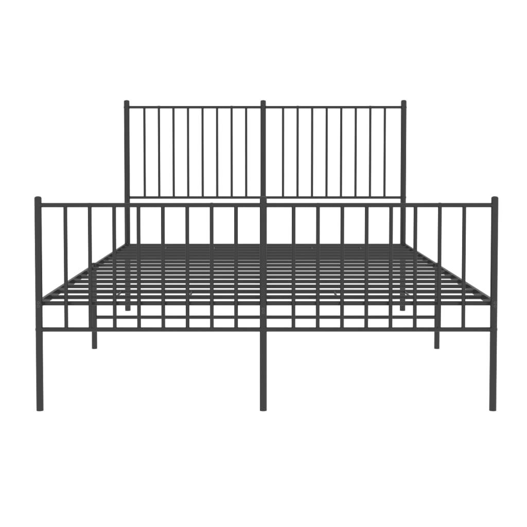Metal Bed Frame with Headboard and Footboard Black 53.9"x74.8" at Set Shop and Smile