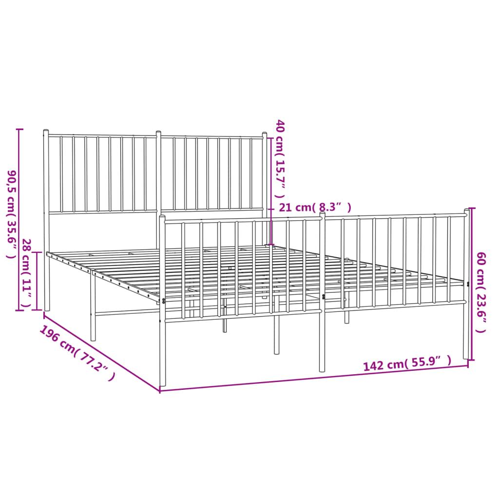 Metal Bed Frame with Headboard and Footboard Black 53.9"x74.8" at Set Shop and Smile