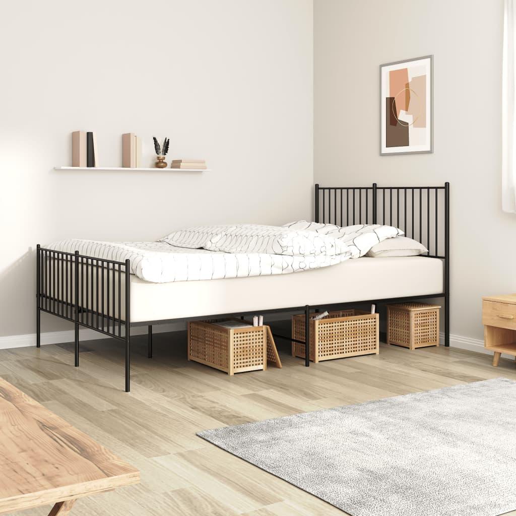 Metal Bed Frame with Headboard and Footboard Black 53.9"x74.8" at Set Shop and Smile