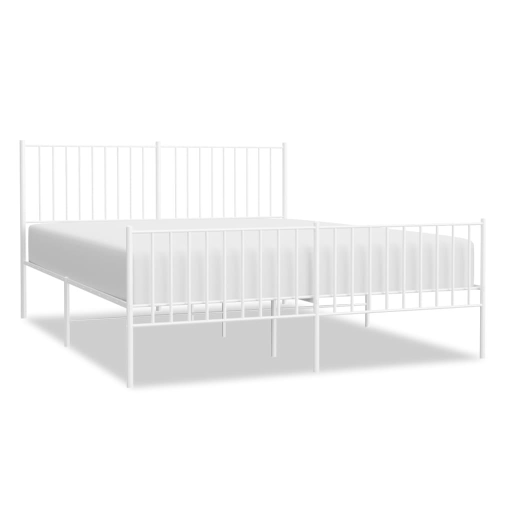 Metal Bed Frame with Headboard and Footboard White 59.8"x78.7" at Set Shop and Smile