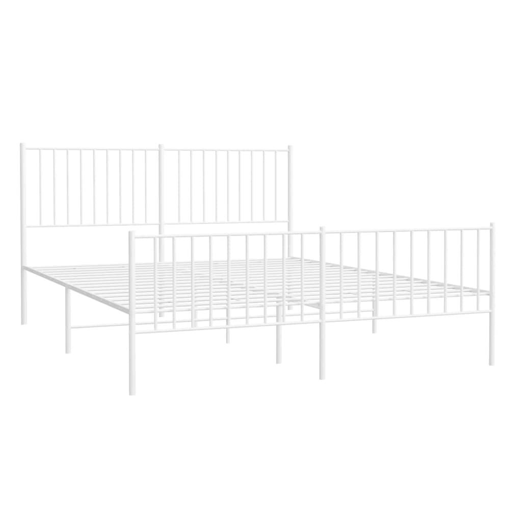 Metal Bed Frame with Headboard and Footboard White 59.8"x78.7" at Set Shop and Smile