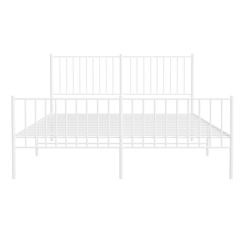 Metal Bed Frame with Headboard and Footboard White 59.8"x78.7" at Set Shop and Smile
