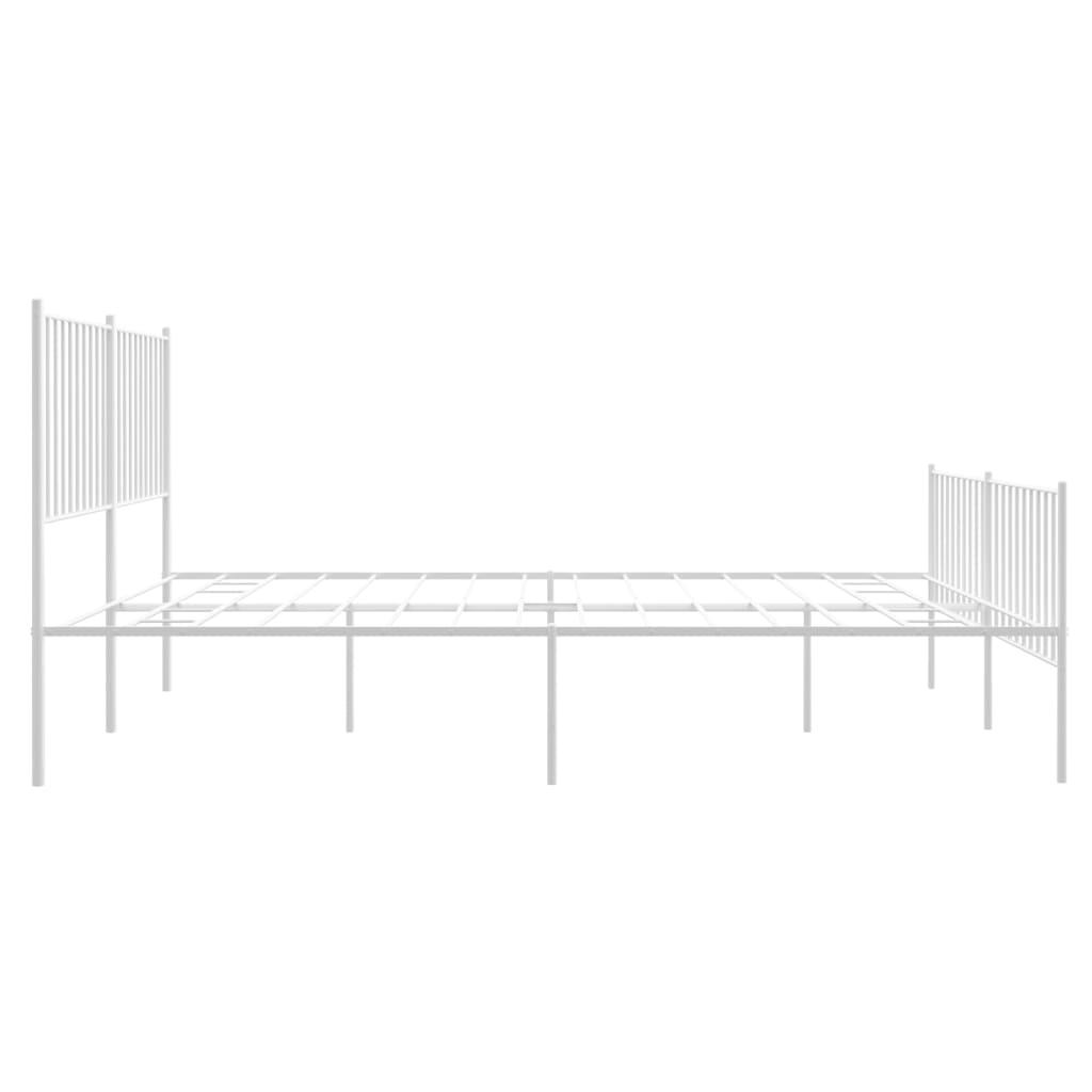 Metal Bed Frame with Headboard and Footboard White 59.8"x78.7" at Set Shop and Smile