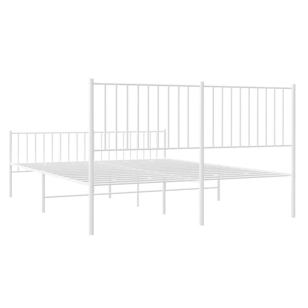 Metal Bed Frame with Headboard and Footboard White 59.8"x78.7" at Set Shop and Smile
