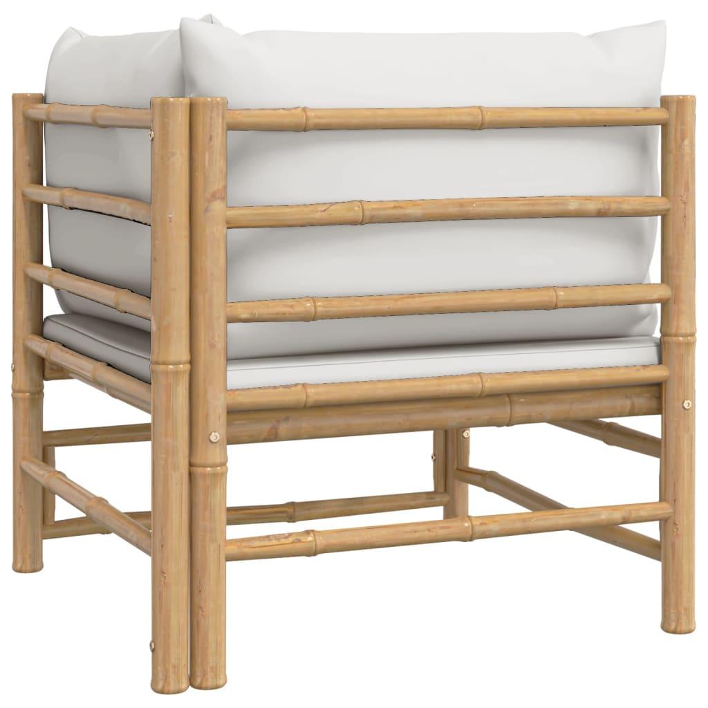 Patio Corner Sofa with Light Gray Cushions Bamboo at Set Shop and Smile