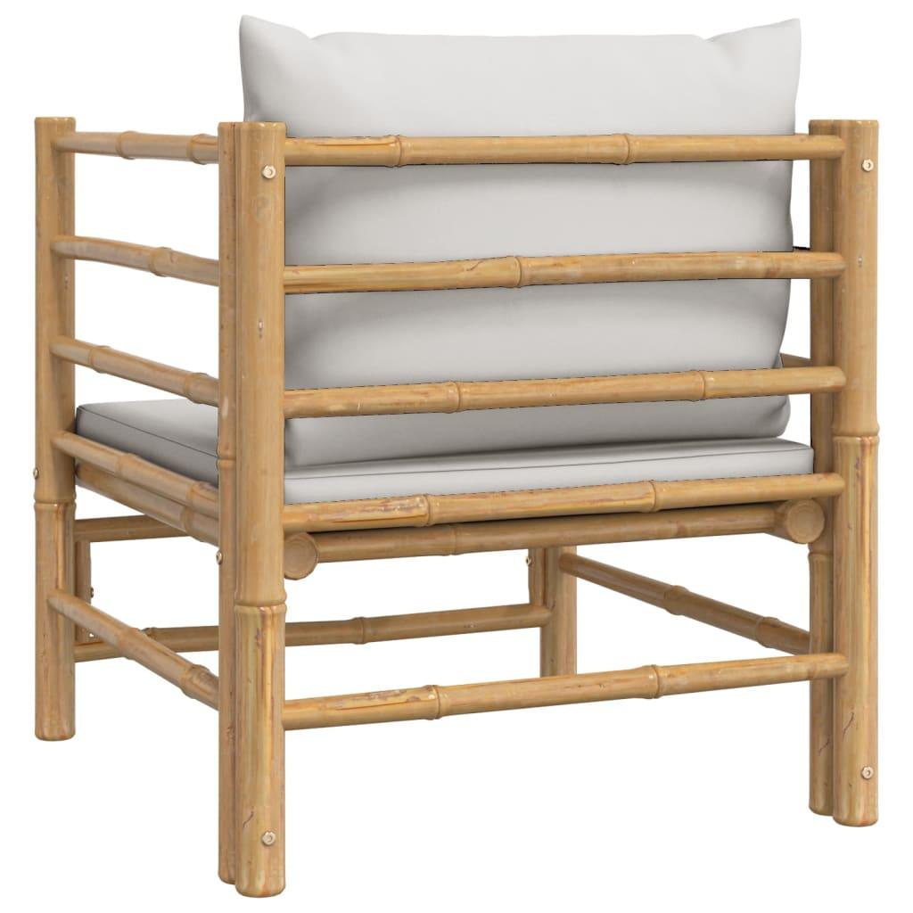 Patio Sofa with Light Gray Cushions Bamboo at Set Shop and Smile