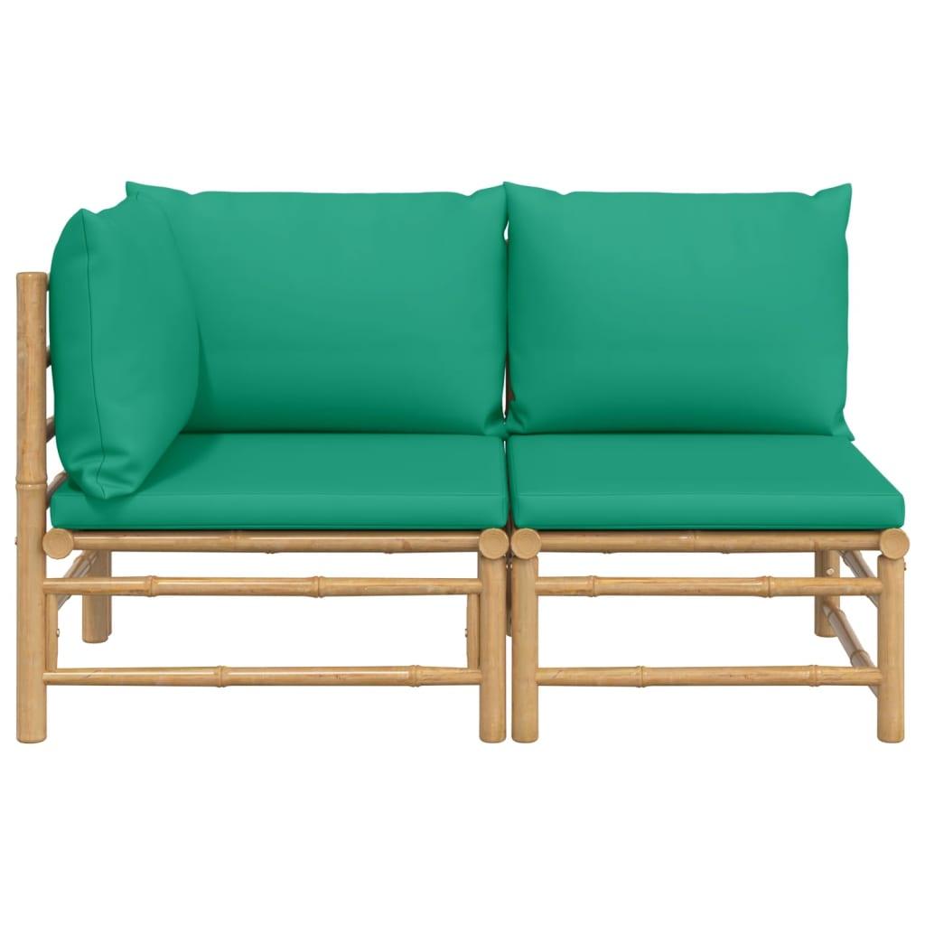 2 Piece Patio Lounge Set with Green Cushions Bamboo at Set Shop and Smile