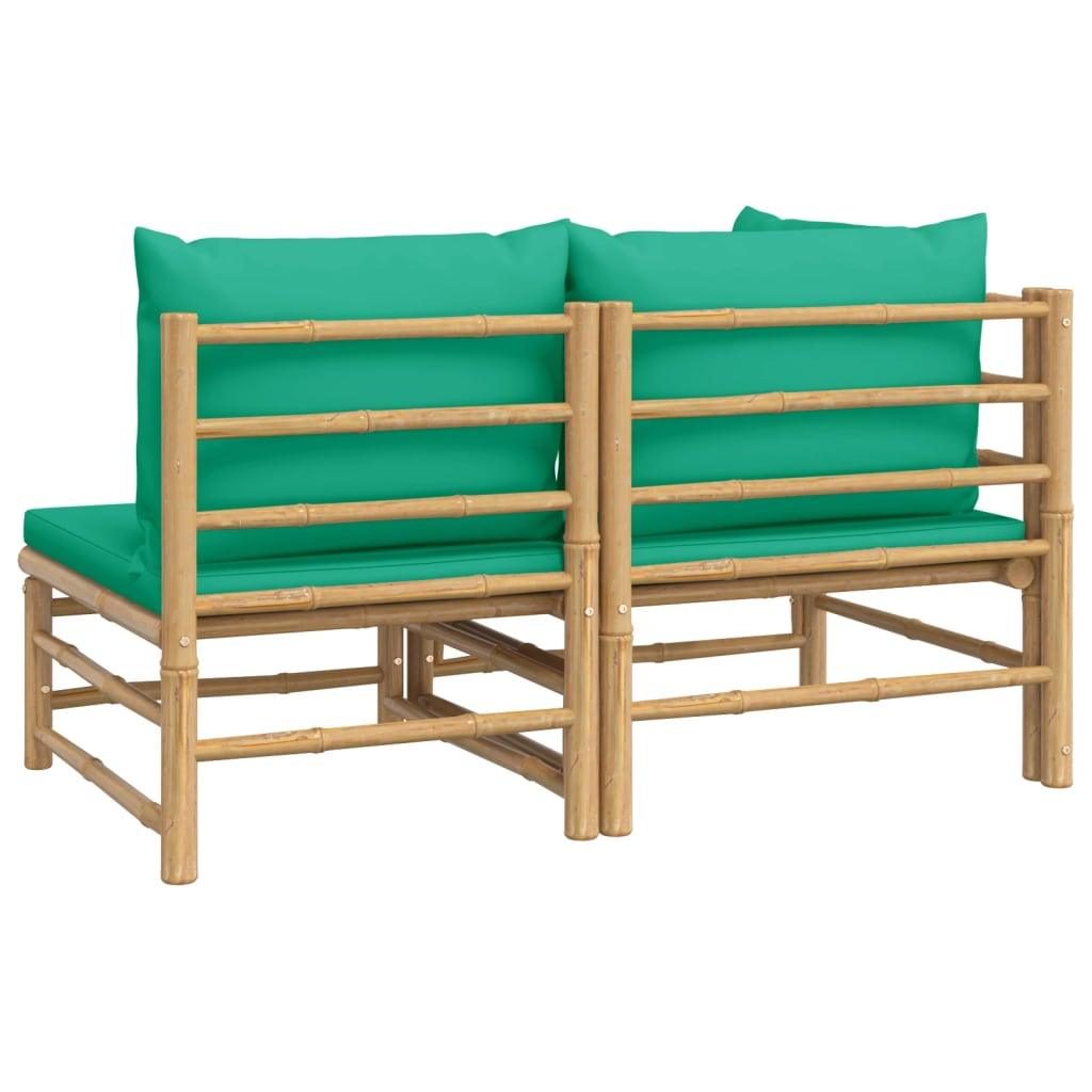 2 Piece Patio Lounge Set with Green Cushions Bamboo at Set Shop and Smile