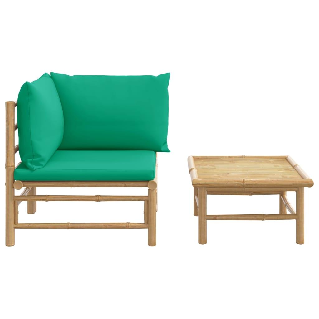 2 Piece Patio Lounge Set with Green Cushions Bamboo at Set Shop and Smile