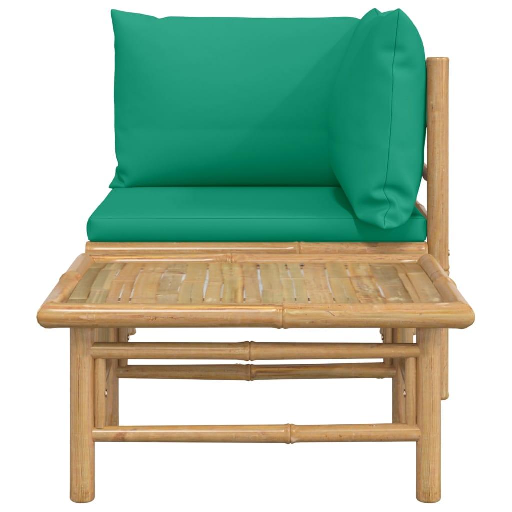 2 Piece Patio Lounge Set with Green Cushions Bamboo at Set Shop and Smile