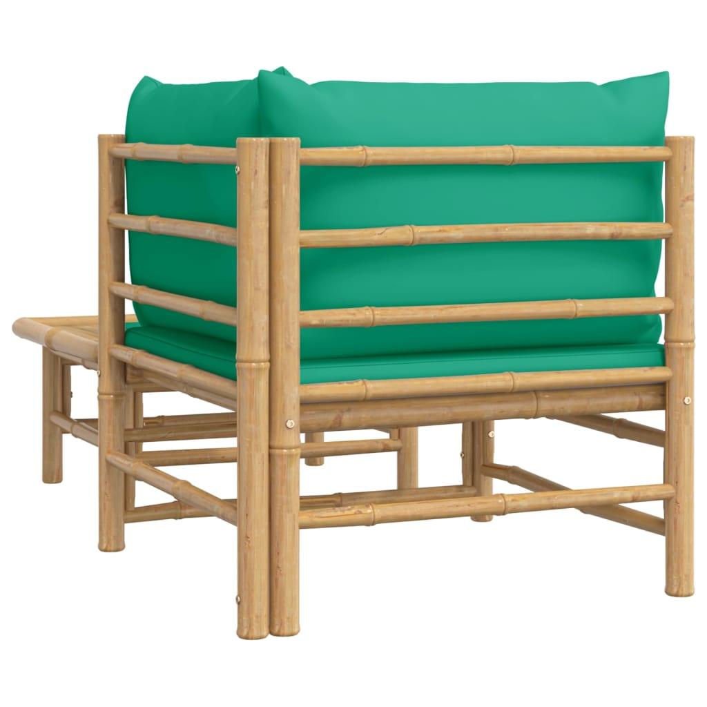 2 Piece Patio Lounge Set with Green Cushions Bamboo at Set Shop and Smile