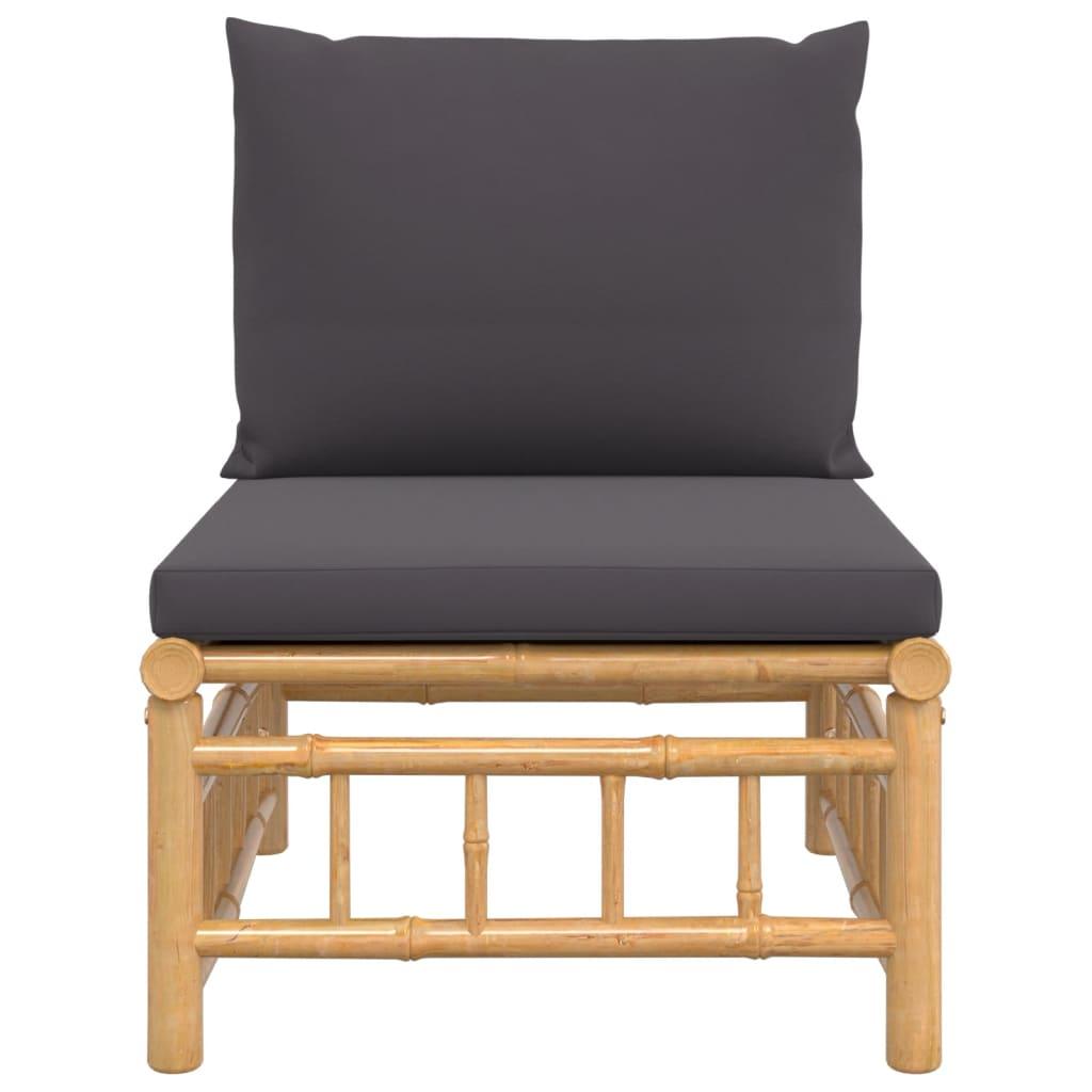 Patio Middle Sofa with Dark Gray Cushions Bamboo at Set Shop and Smile