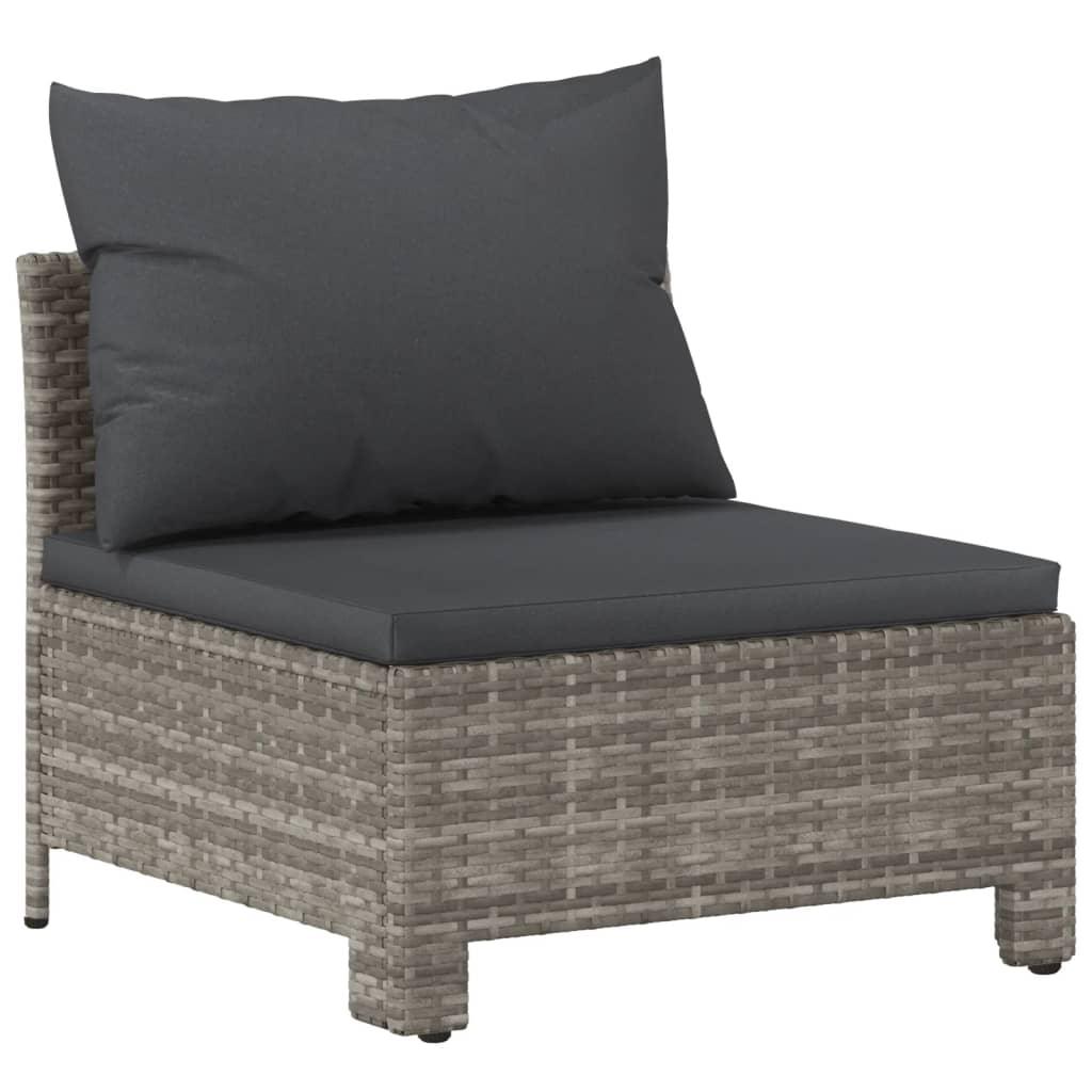 Patio Middle Sofa with Cushion Gray Poly Rattan at Set Shop and Smile