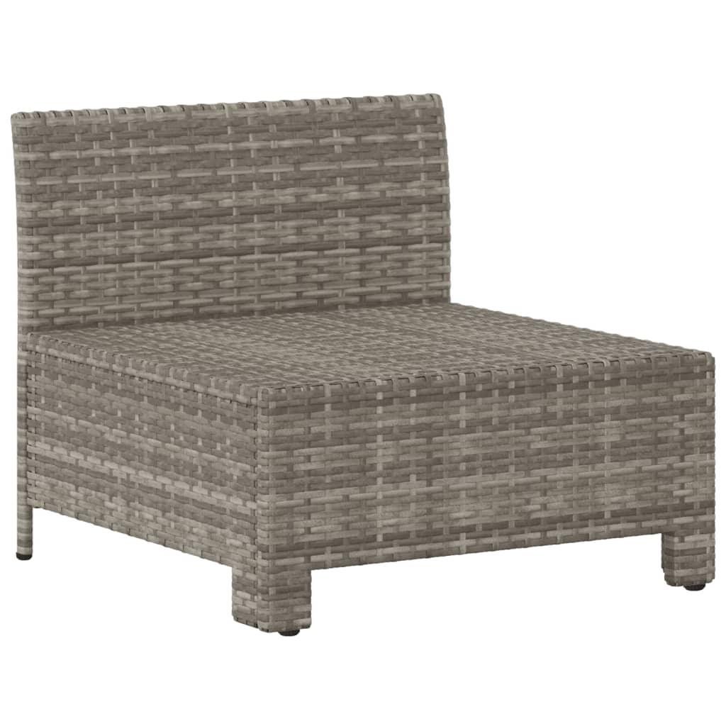 Patio Middle Sofa with Cushion Gray Poly Rattan at Set Shop and Smile