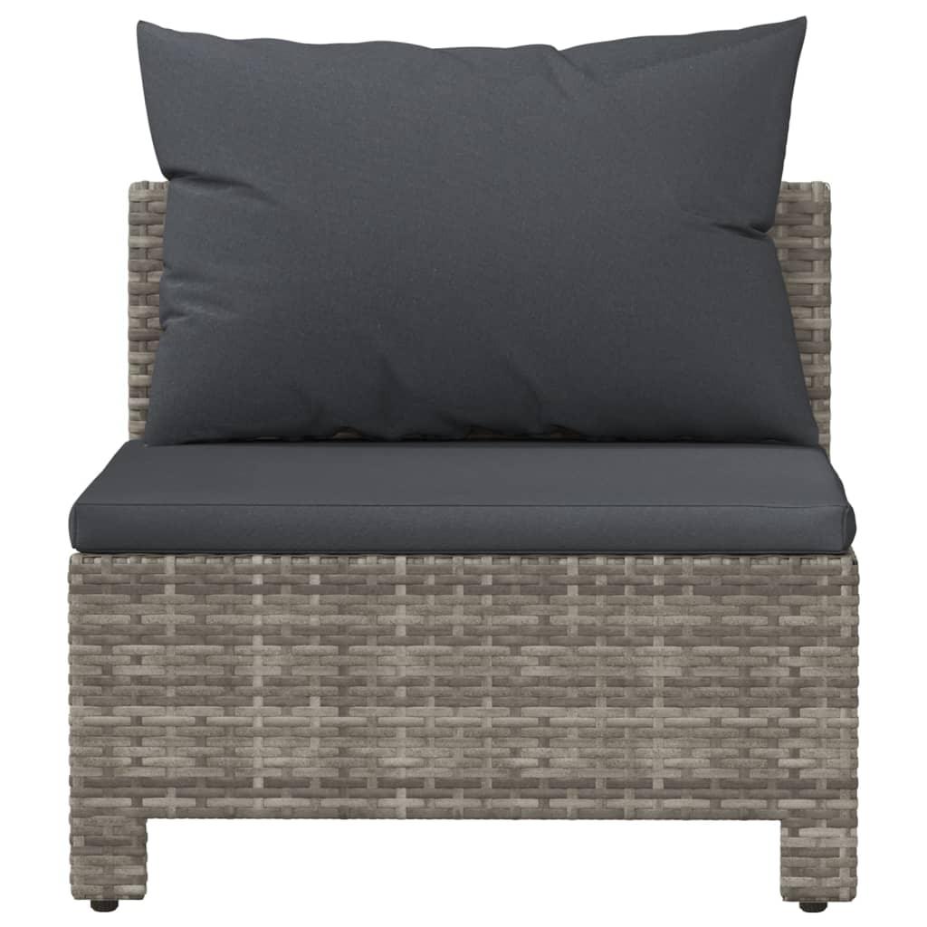 Patio Middle Sofa with Cushion Gray Poly Rattan at Set Shop and Smile