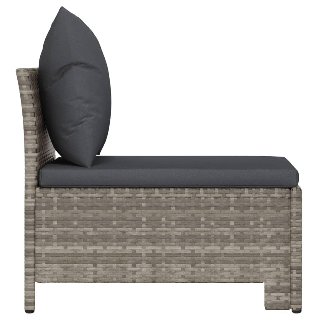 Patio Middle Sofa with Cushion Gray Poly Rattan at Set Shop and Smile
