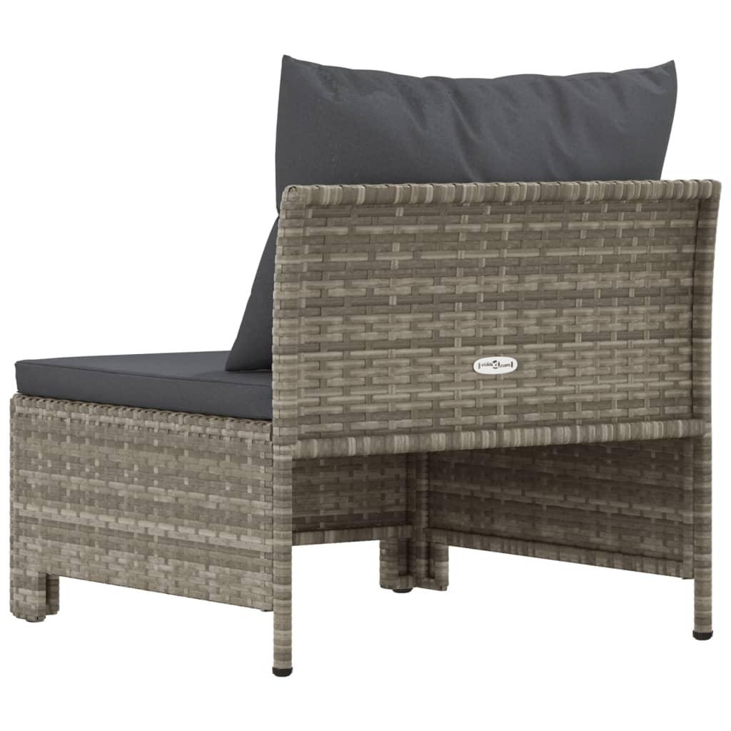 Patio Middle Sofa with Cushion Gray Poly Rattan at Set Shop and Smile
