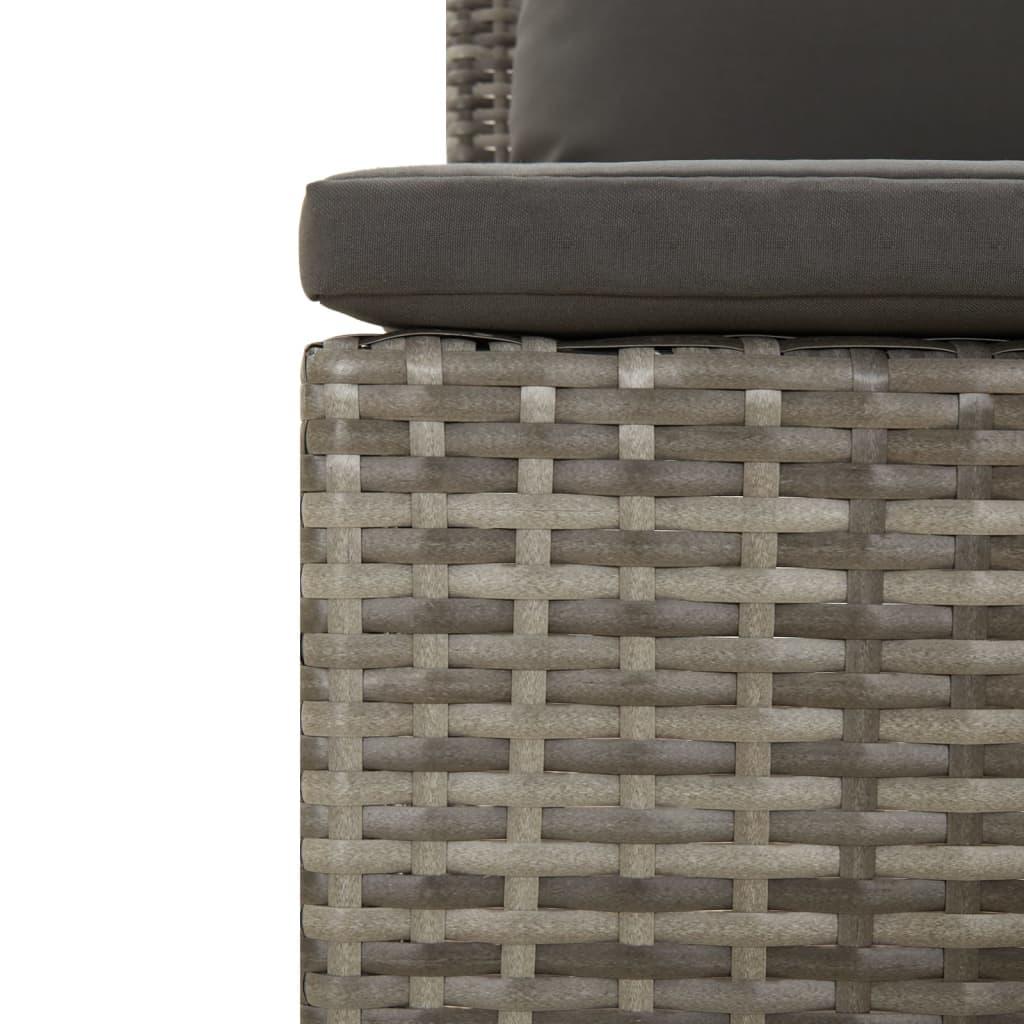 Patio Middle Sofa with Cushion Gray Poly Rattan at Set Shop and Smile