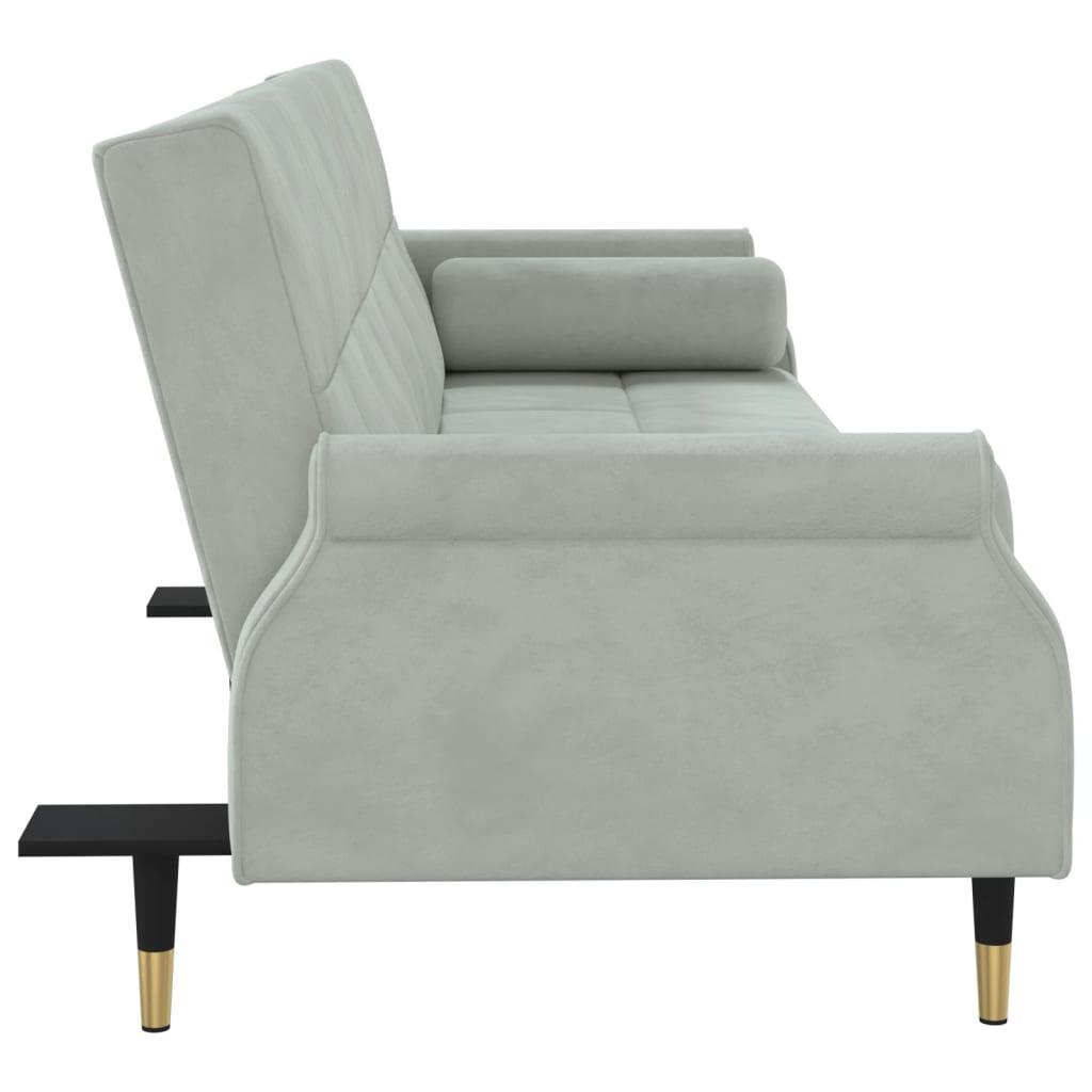 Sofa Bed with Cushions Light Gray Velvet at Set Shop and Smile