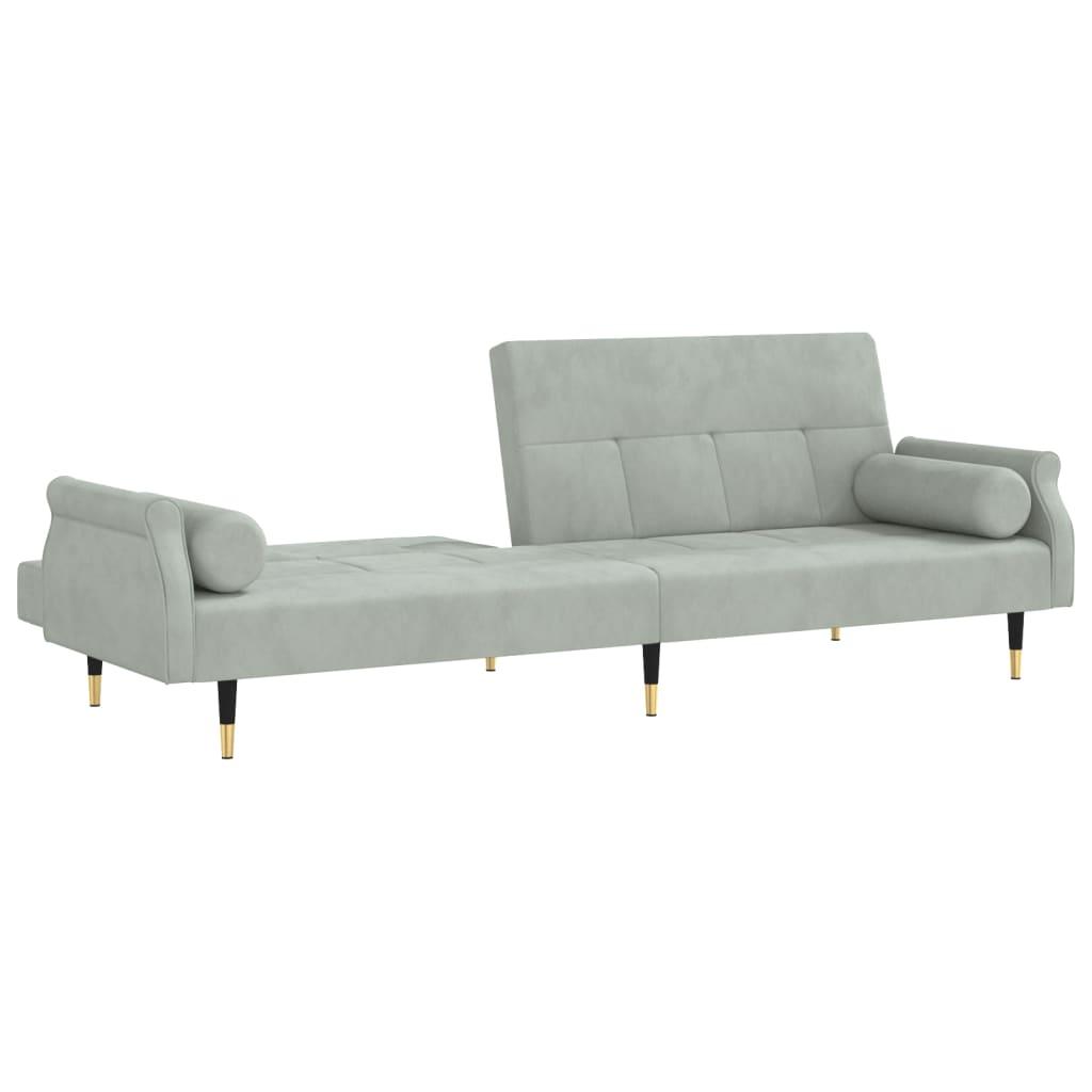 Sofa Bed with Cushions Light Gray Velvet at Set Shop and Smile
