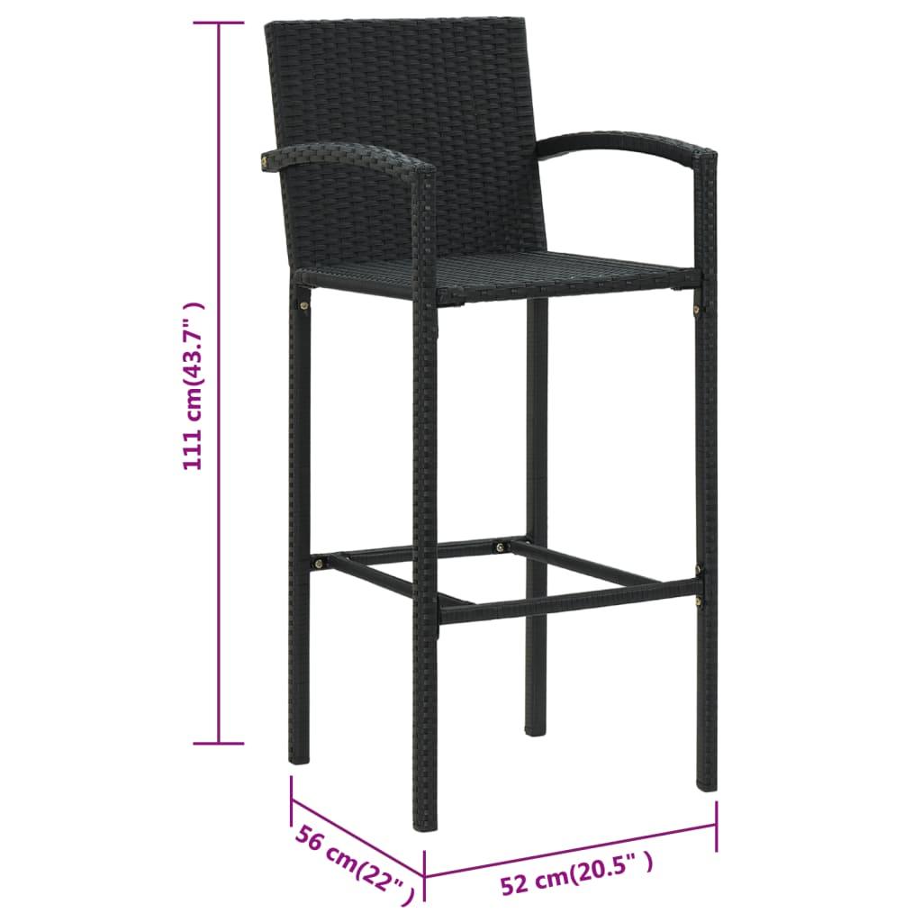 Bar Stools 2 pcs Black Poly Rattan at Set Shop and Smile