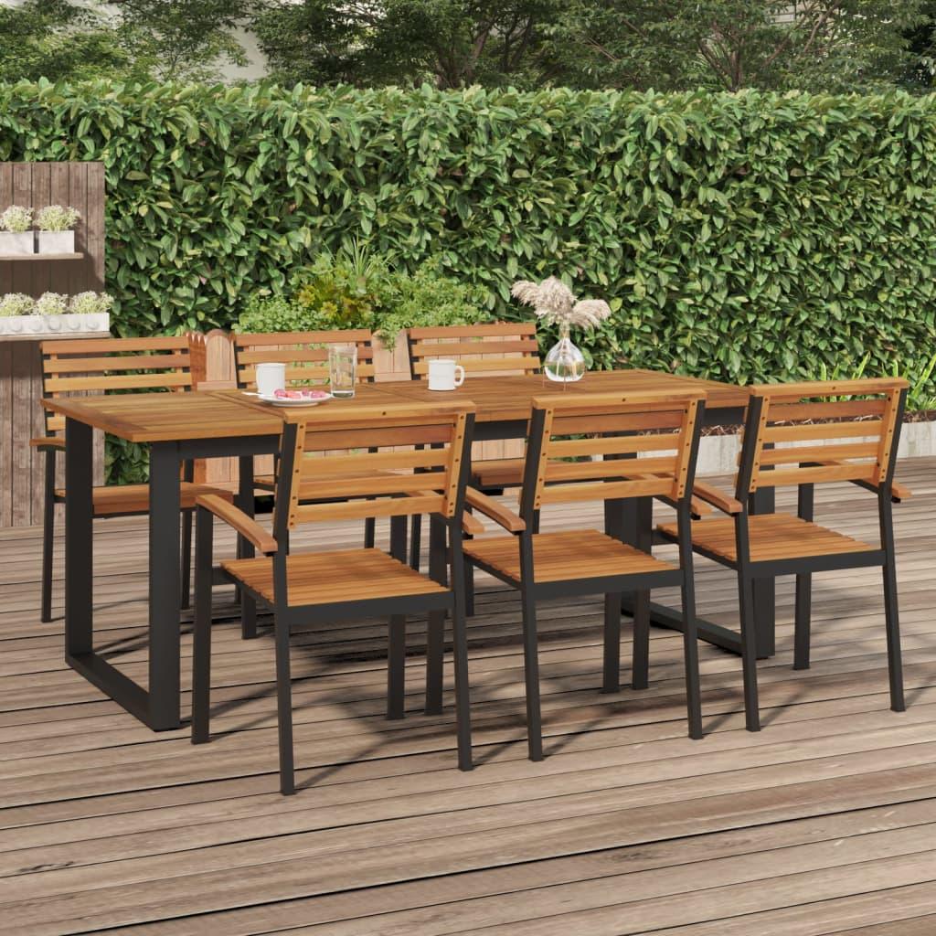 Patio Table with U-shaped Legs 78.7"x31.5"x29.5" Solid Wood Acacia at Set Shop and Smile