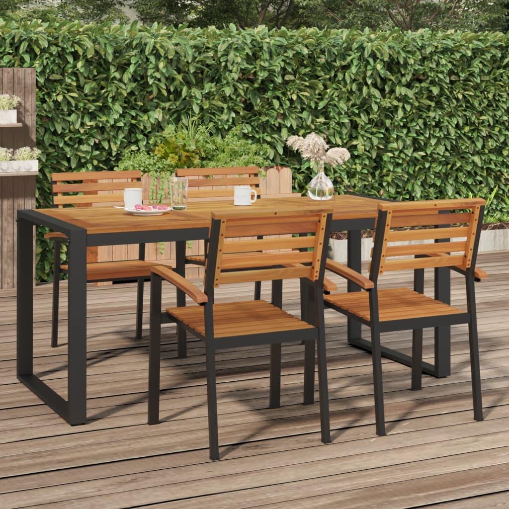 Patio Table with U-shaped Legs 70.9"x35.4"x29.5" Solid Wood Acacia at Set Shop and Smile