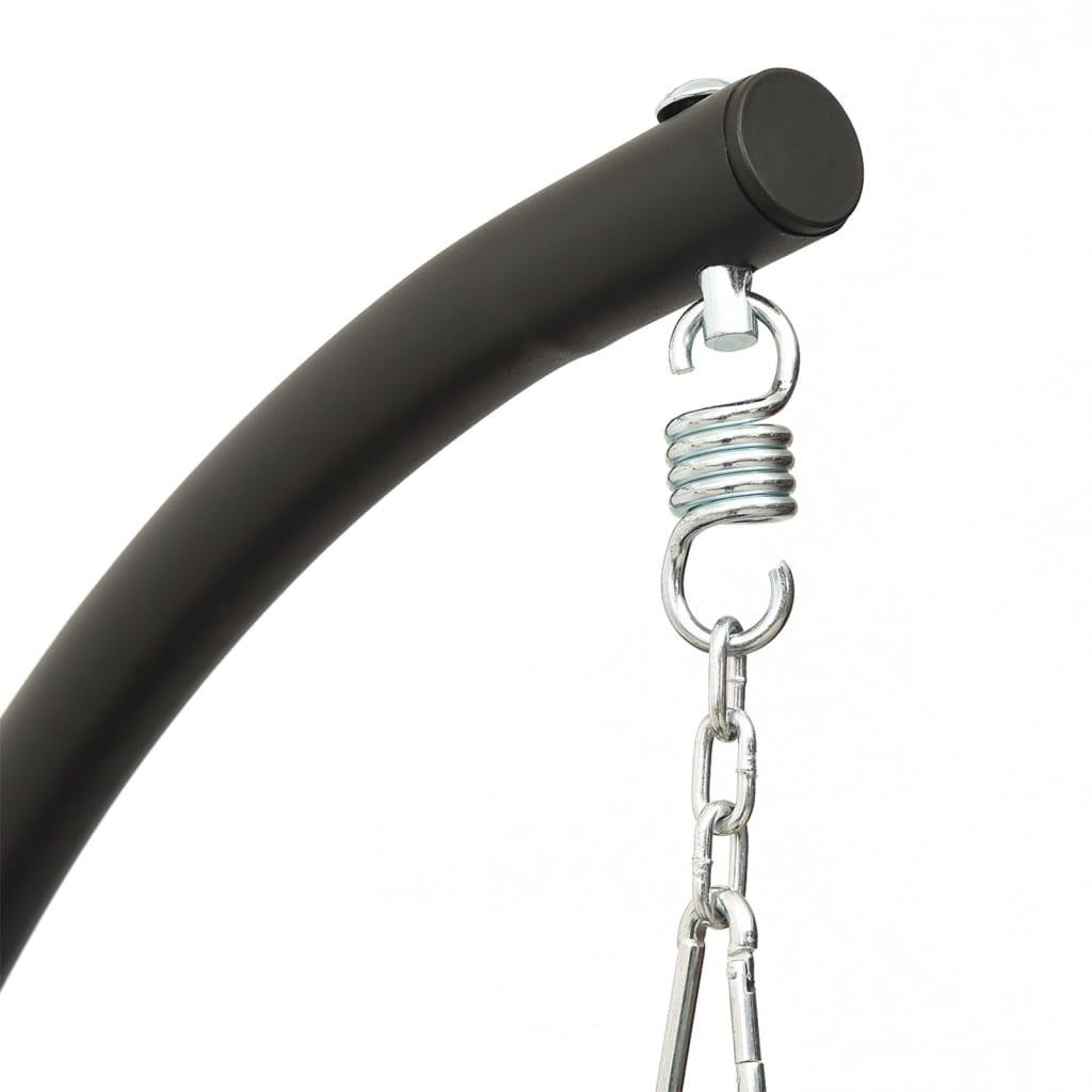 Garden Swing Chair with Cushion Black Oxford Fabric and Steel at Set Shop and Smile