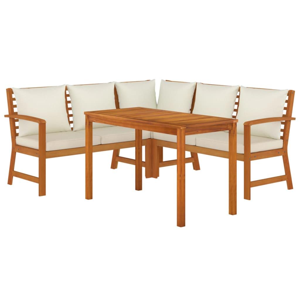 4 Piece Patio Dining Set with Cushions Solid Wood Acacia at Set Shop and Smile