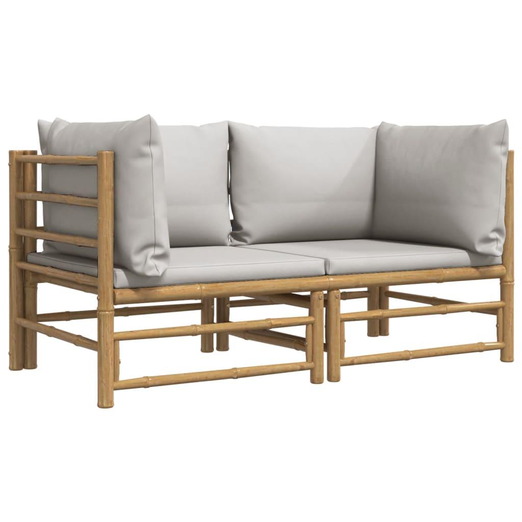 Patio Corner Sofas with Light Gray Cushions 2 pcs Bamboo at Set Shop and Smile