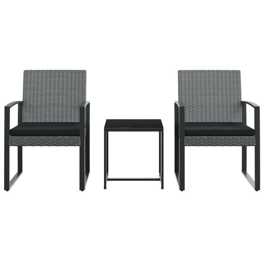3 piece Patio Dining Set with Cushions Dark Gray PP Rattan at Set Shop and Smile