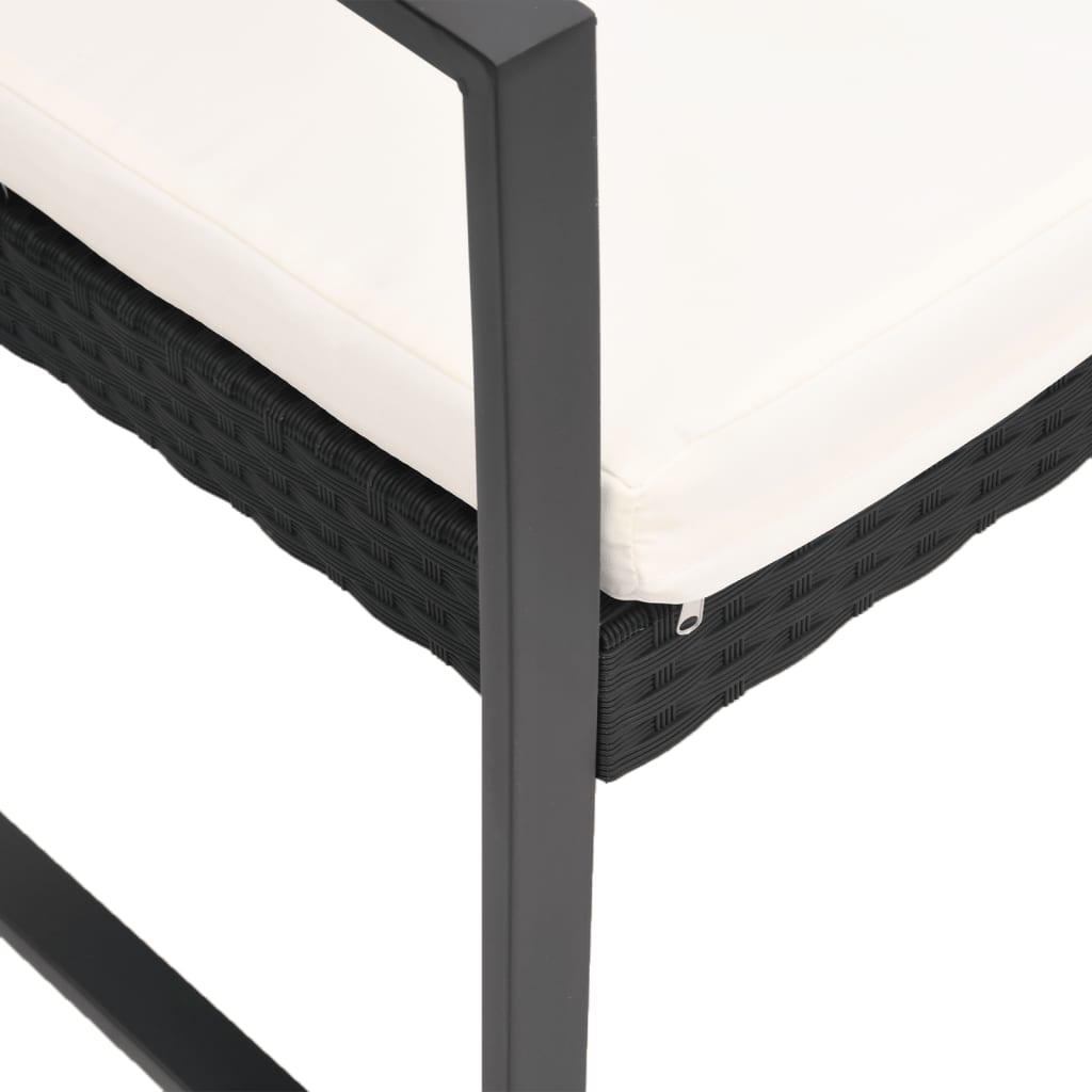 2-Seater Patio Bench with Cushions Black PP Rattan at Set Shop and Smile