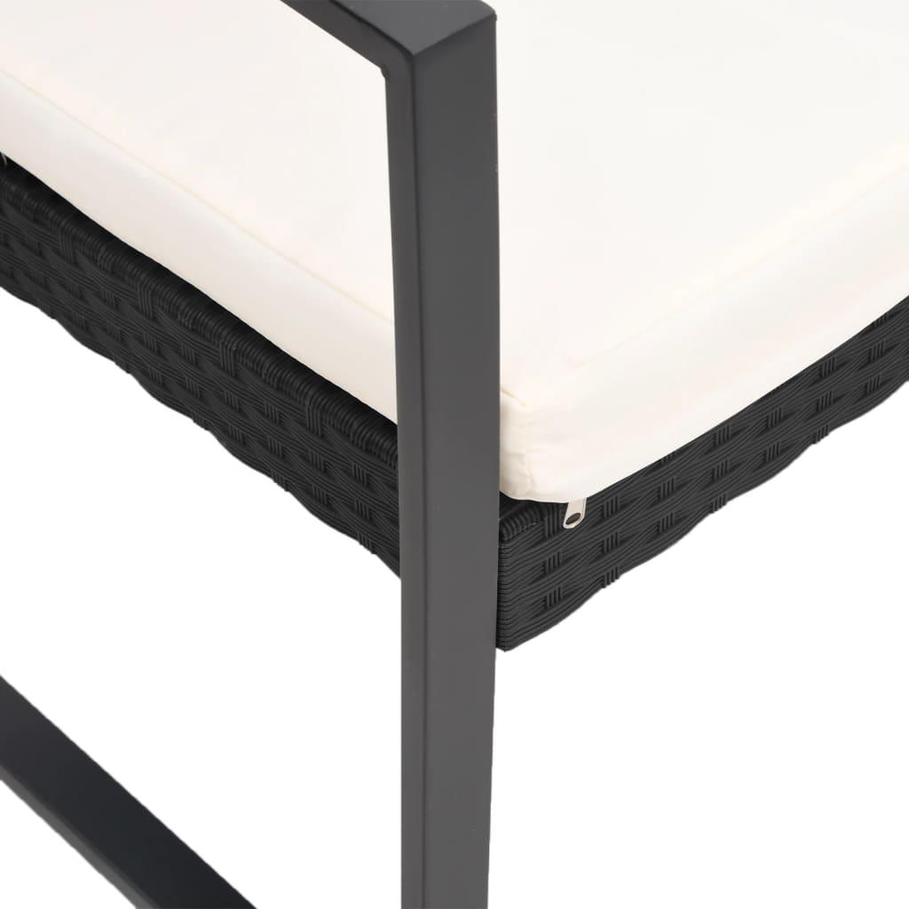 3-Seater Patio Bench with Cushions Black PP Rattan at Set Shop and Smile