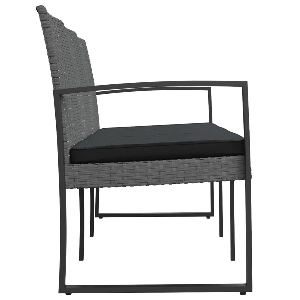 3-Seater Patio Bench with Cushions Dark Gray PP Rattan at Set Shop and Smile