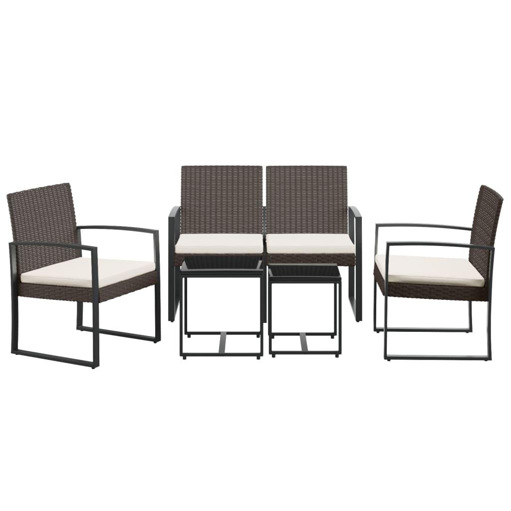 5 piece Patio Dining Set with Cushions Brown PP Rattan at Set Shop and Smile