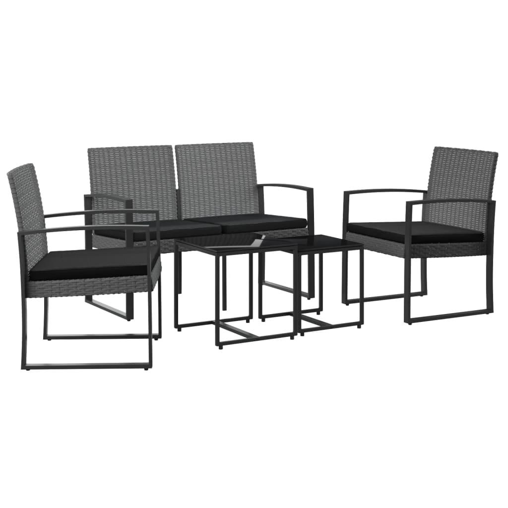 5 piece Patio Dining Set with Cushions Dark Gray PP Rattan at Set Shop and Smile