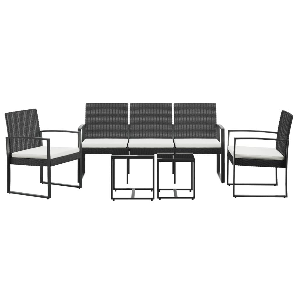 5 piece Patio Dining Set with Cushions Black PP Rattan at Set Shop and Smile