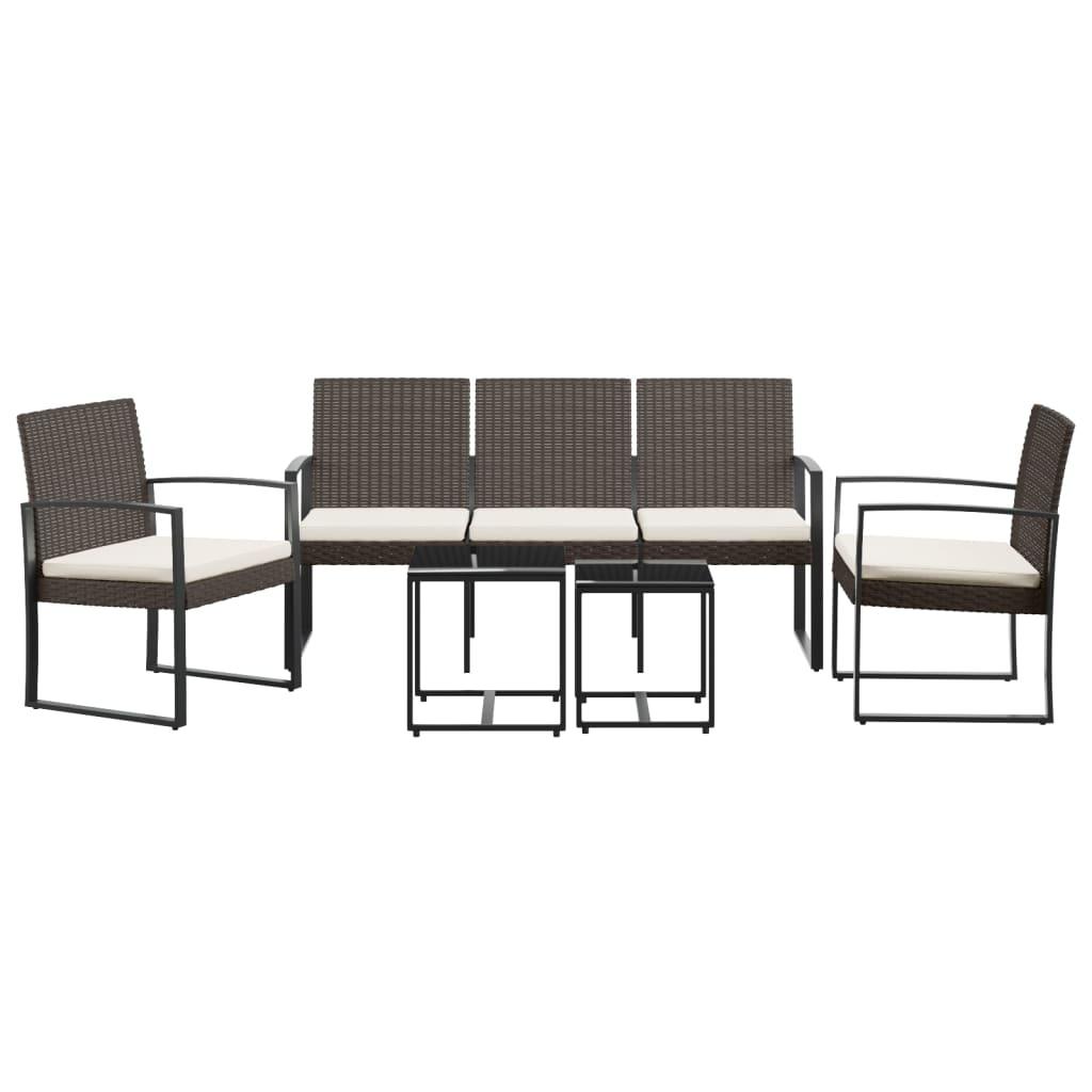 5 piece Patio Dining Set with Cushions Brown PP Rattan at Set Shop and Smile