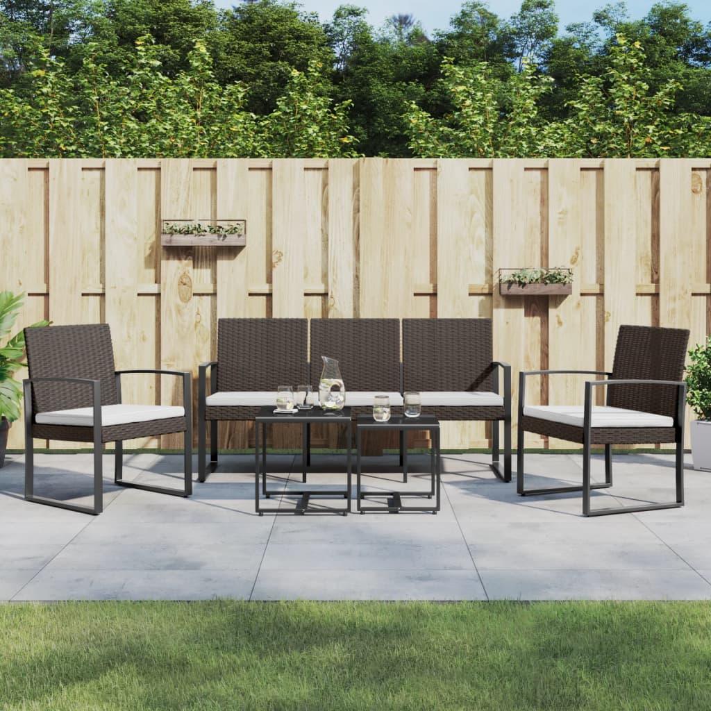 5 piece Patio Dining Set with Cushions Brown PP Rattan at Set Shop and Smile